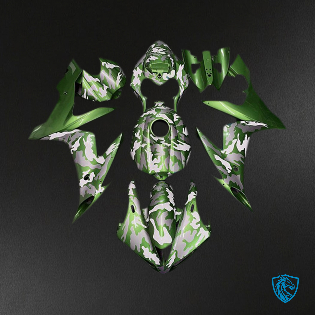 Yamaha R1 (2004-2006) Dark Green Camouflage Motorcycle Fairings - Custom ABS Fairing Kit