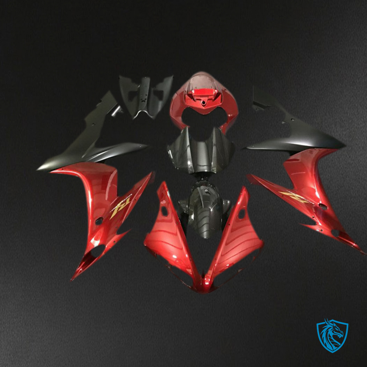Yamaha R1 (2004-2006) Red & Black Carbon Fiber Style - MERGEment Motorcycle Fairings Kit