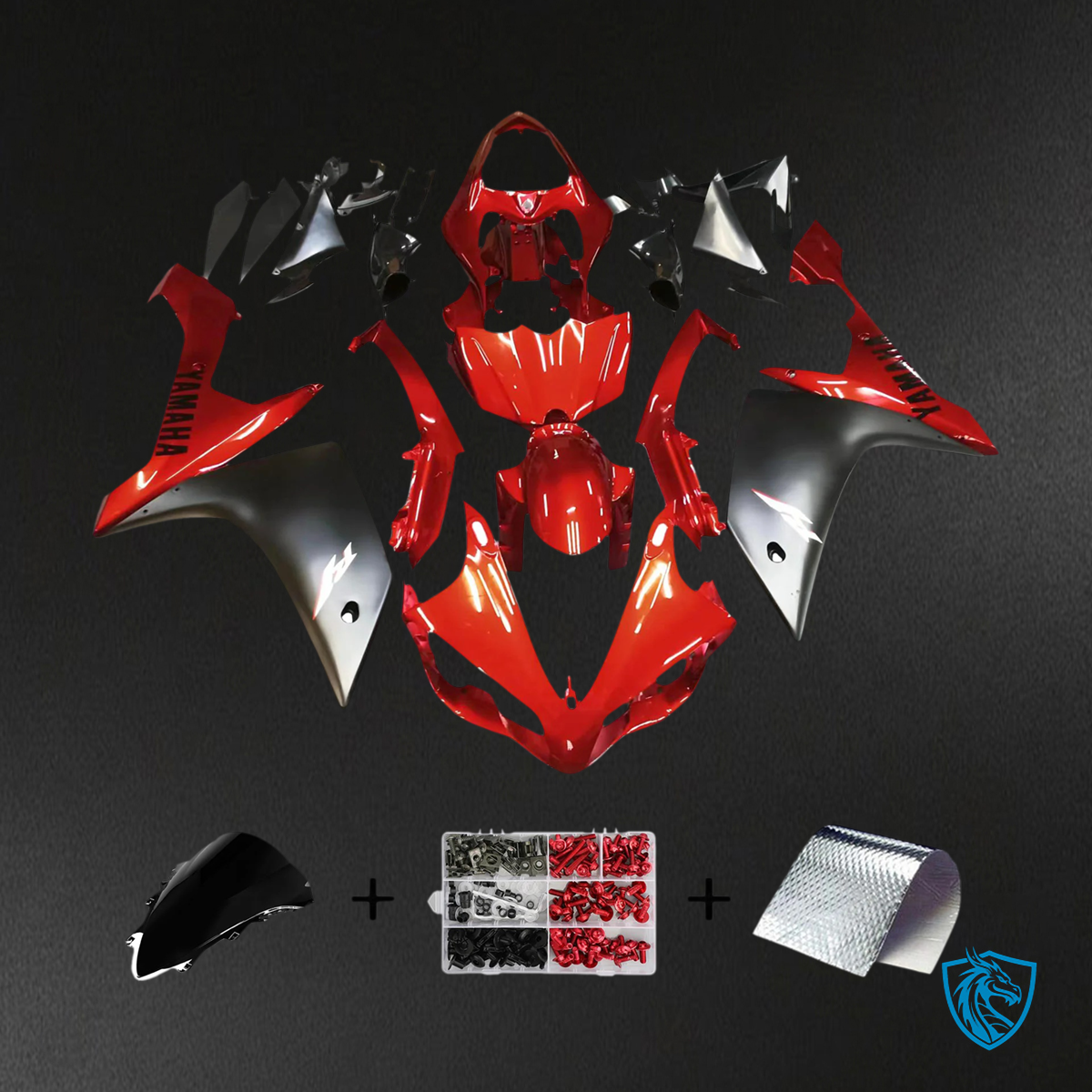 Yamaha R1 (2007-2008) Black & Red - Custom ABS Fairing Set