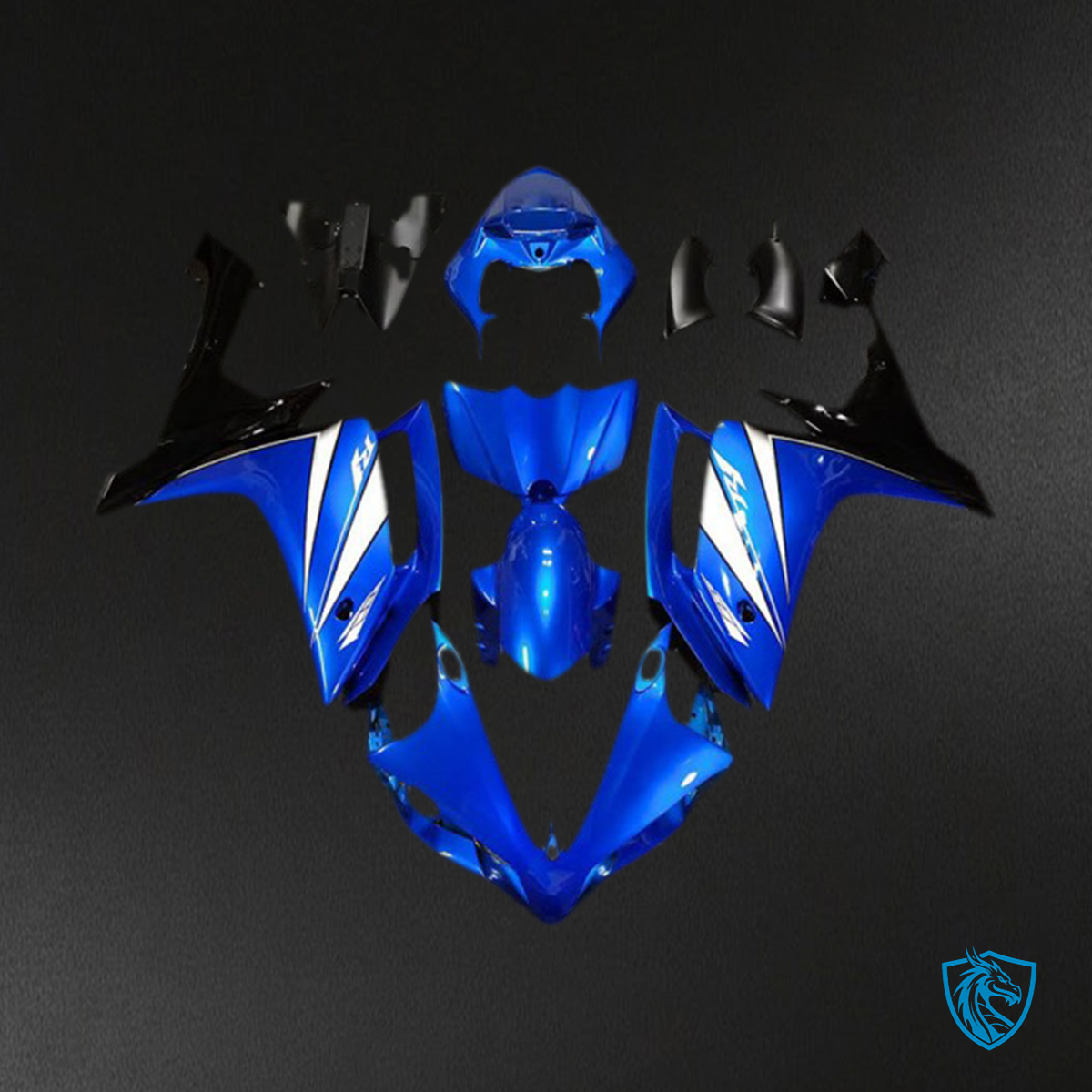 Yamaha R1 (2007-2008) Blue, White & Black Motorcycle - Custom ABS Fairing Kit