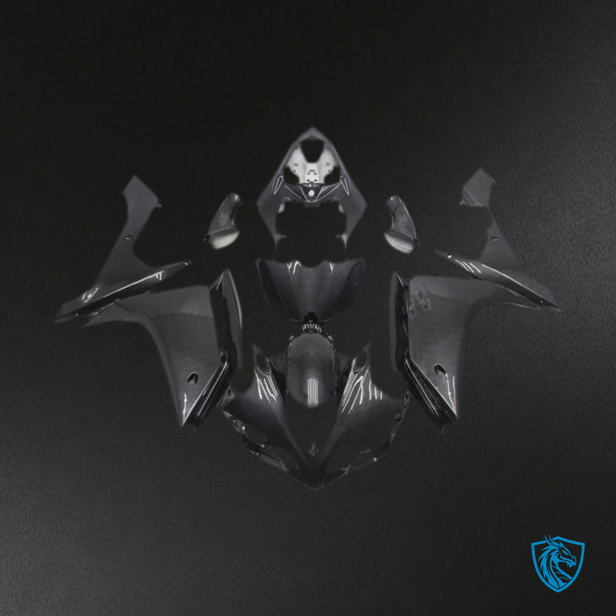 Yamaha R1 (2007-2008) Black Carbon Fiber Style Motorcycle Fairings Kit - Aftermarket ABS Bodywork