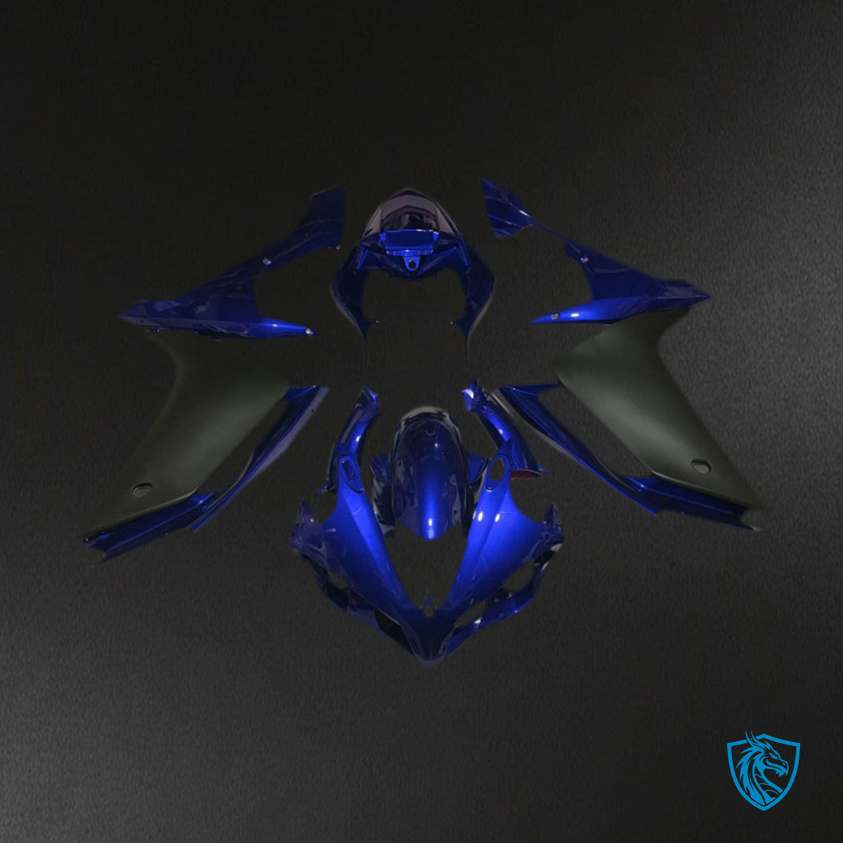 Yamaha R1 (2007-2008) Glossy Blue & Black Motorcycle - Custom ABS Fairing Kit