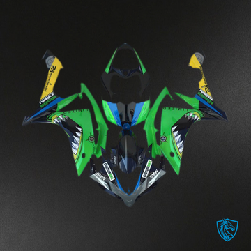 Yamaha R1 (2007-2008) Green, Black & Blue Shark Motorcycle- Custom ABS Fairing Kit
