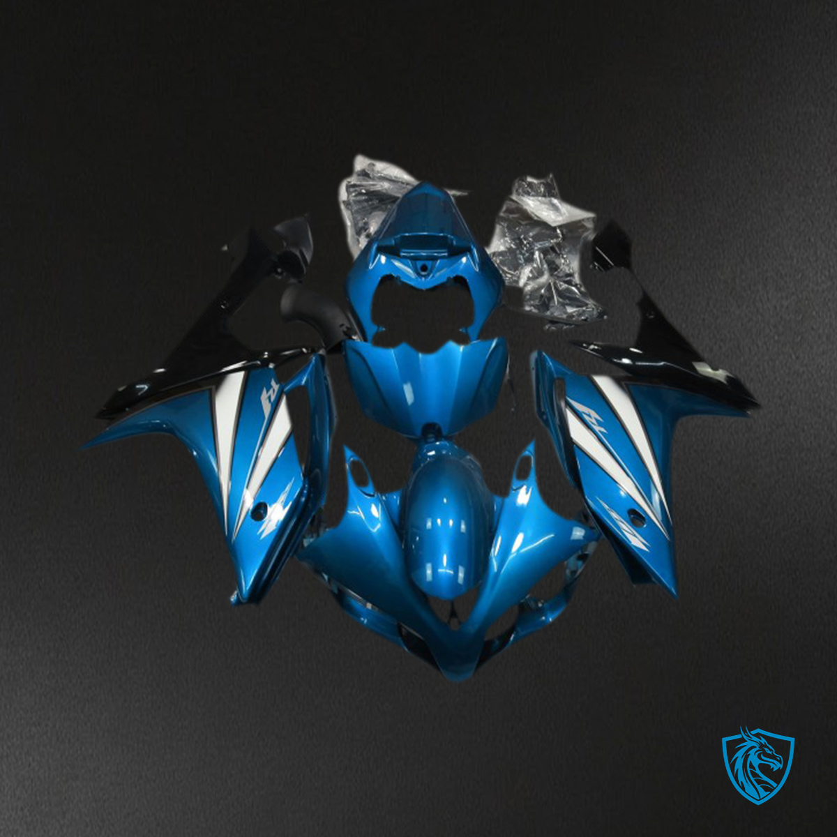 Yamaha R1 (2007-2008) Light Blue, White & Black Fairings Kit- Aftermarket ABS Bodywork