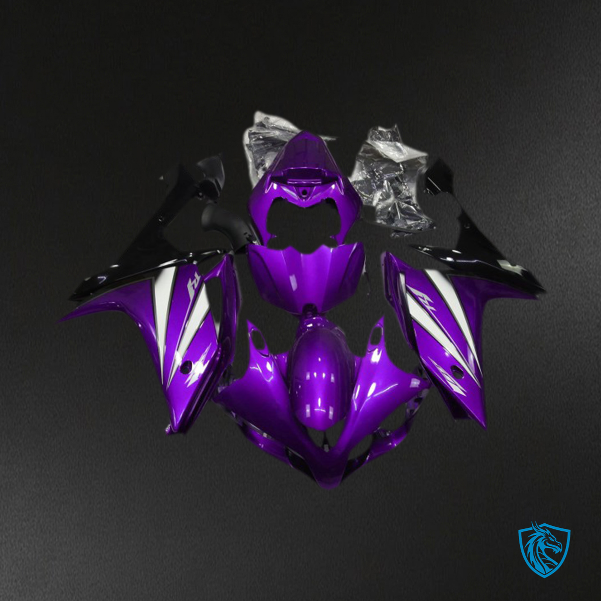 Yamaha R1 (2007-2008) Purple, White & Black Motorcycle - Custom ABS Fairing Kit
