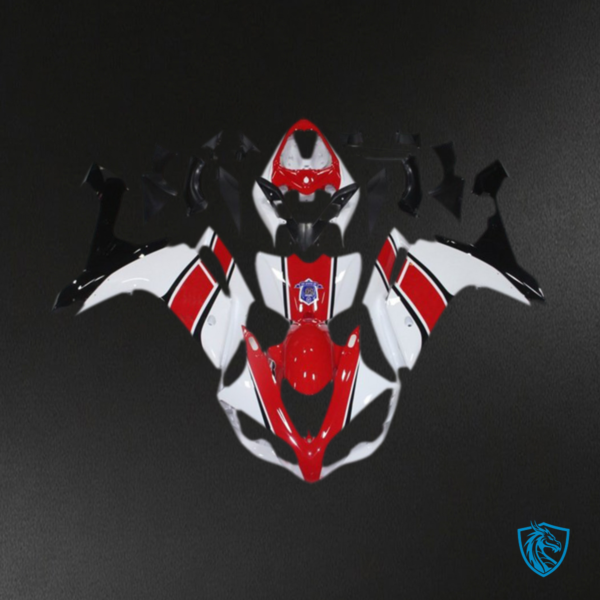 Yamaha R1 (2007-2008) White & Red OEM Style Glossy- Replacement Motorcycle Fairings Kit