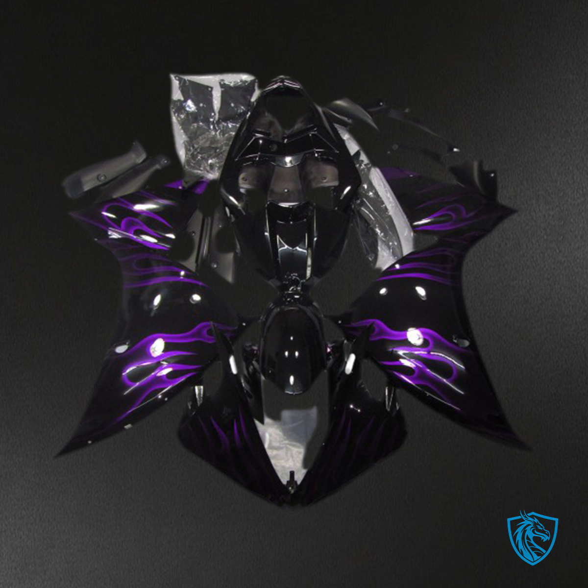 Yamaha R1 (2009-2011) Black & Purple Flame Motorcycle Fairing Kit | ABS Bodywork