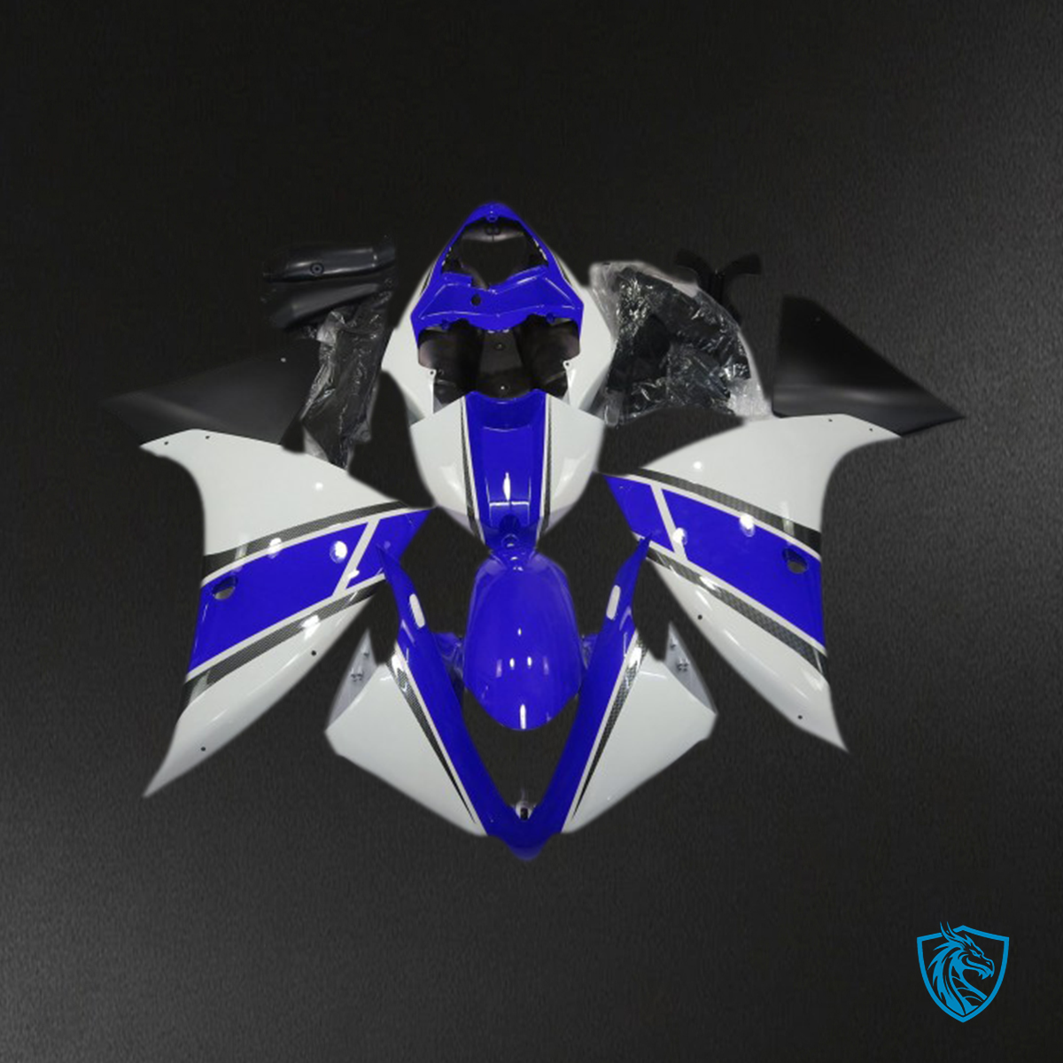 Yamaha R1 (2009-2011) Glossy White & Blue Motorcycle Fairings Kit- Aftermarket ABS Bodywork