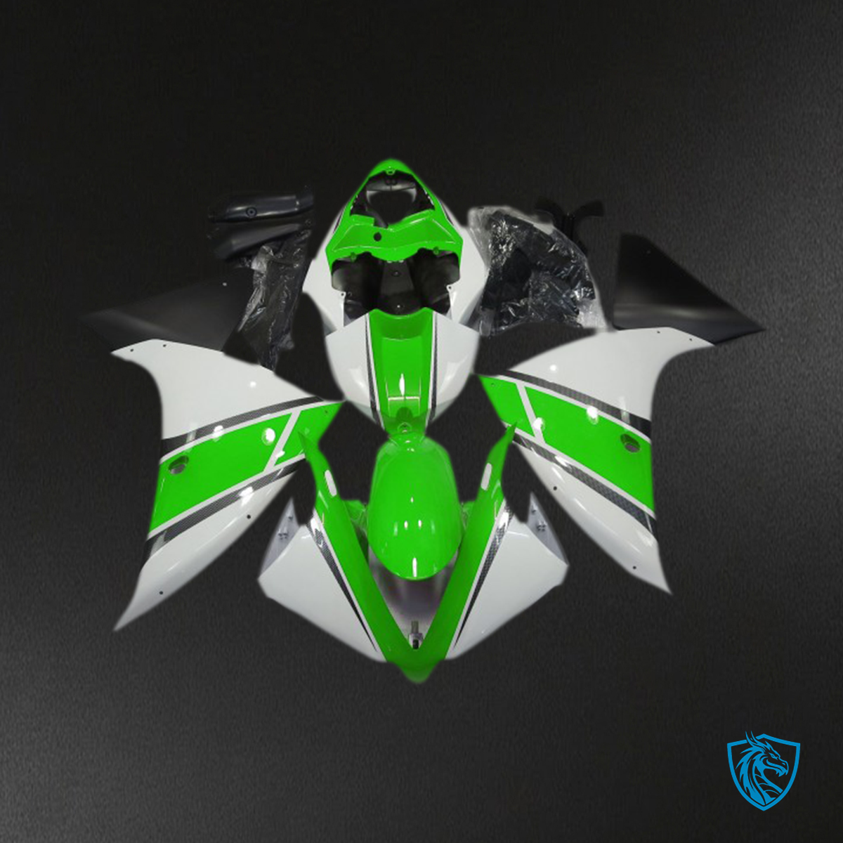 Yamaha R1 (2009-2011) Glossy White & Green - Replacement Motorcycle Fairings Kit