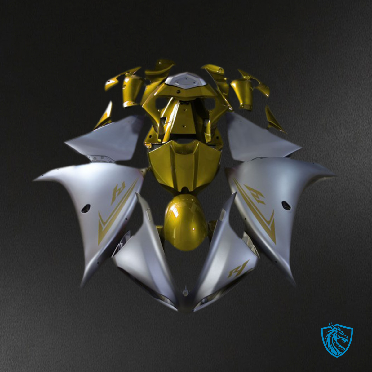 Yamaha R1 (2009-2011) Matt Silver & Gold Motorcycle - Custom ABS Fairing Kit