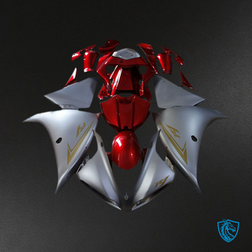 Yamaha R1 (2009-2011) Matte Silver & Gloss Red Motorcycle - Custom ABS Fairing Kit