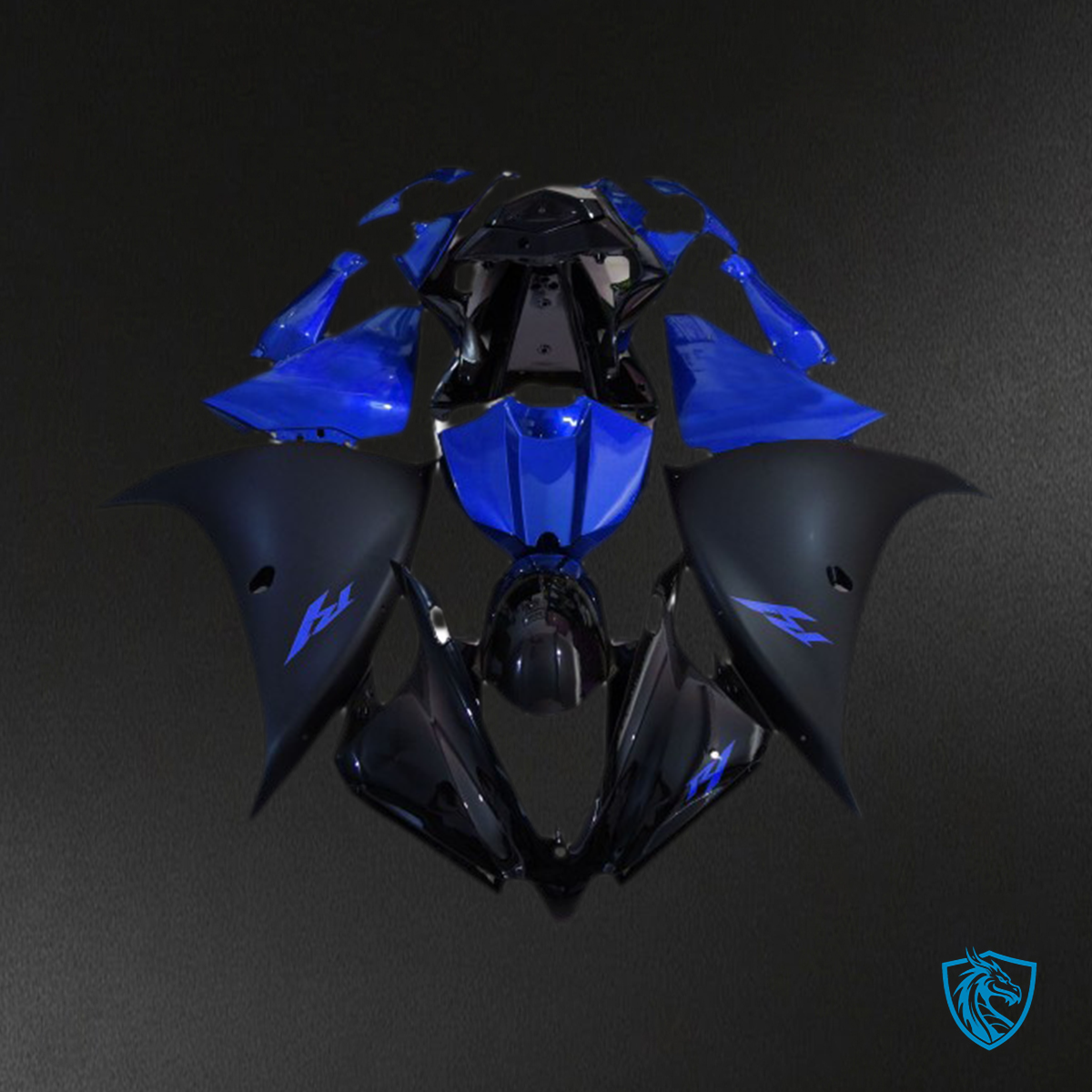 Yamaha R1 (2012-2014) Matte Black & Blue - MERGEment Motorcycle Fairings Kit