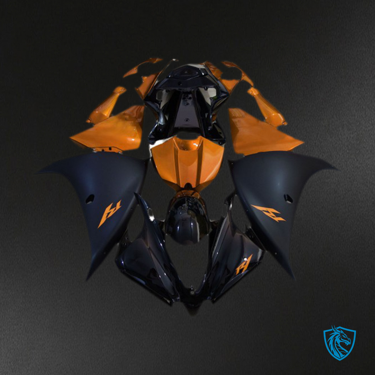 Yamaha R1 (2012-2014) Matte Black & Orange Motorcycle Fairing Kit | ABS Bodywork
