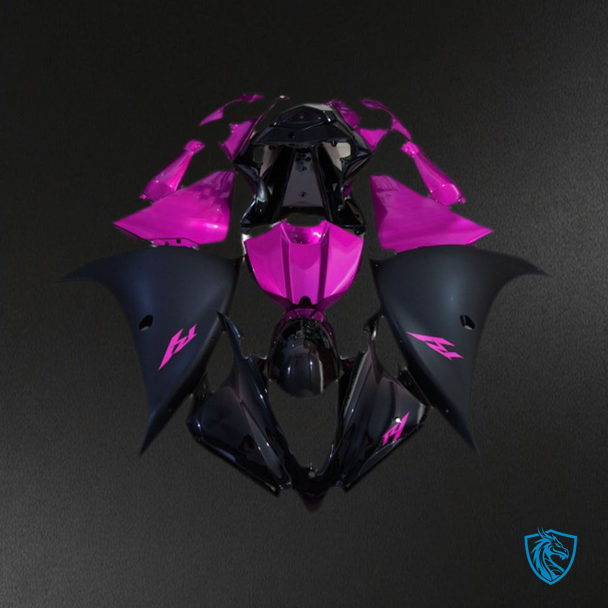 Yamaha R1 (2012-2014) Matte Black & Pink Motorcycle Fairings- Aftermarket ABS Bodywork