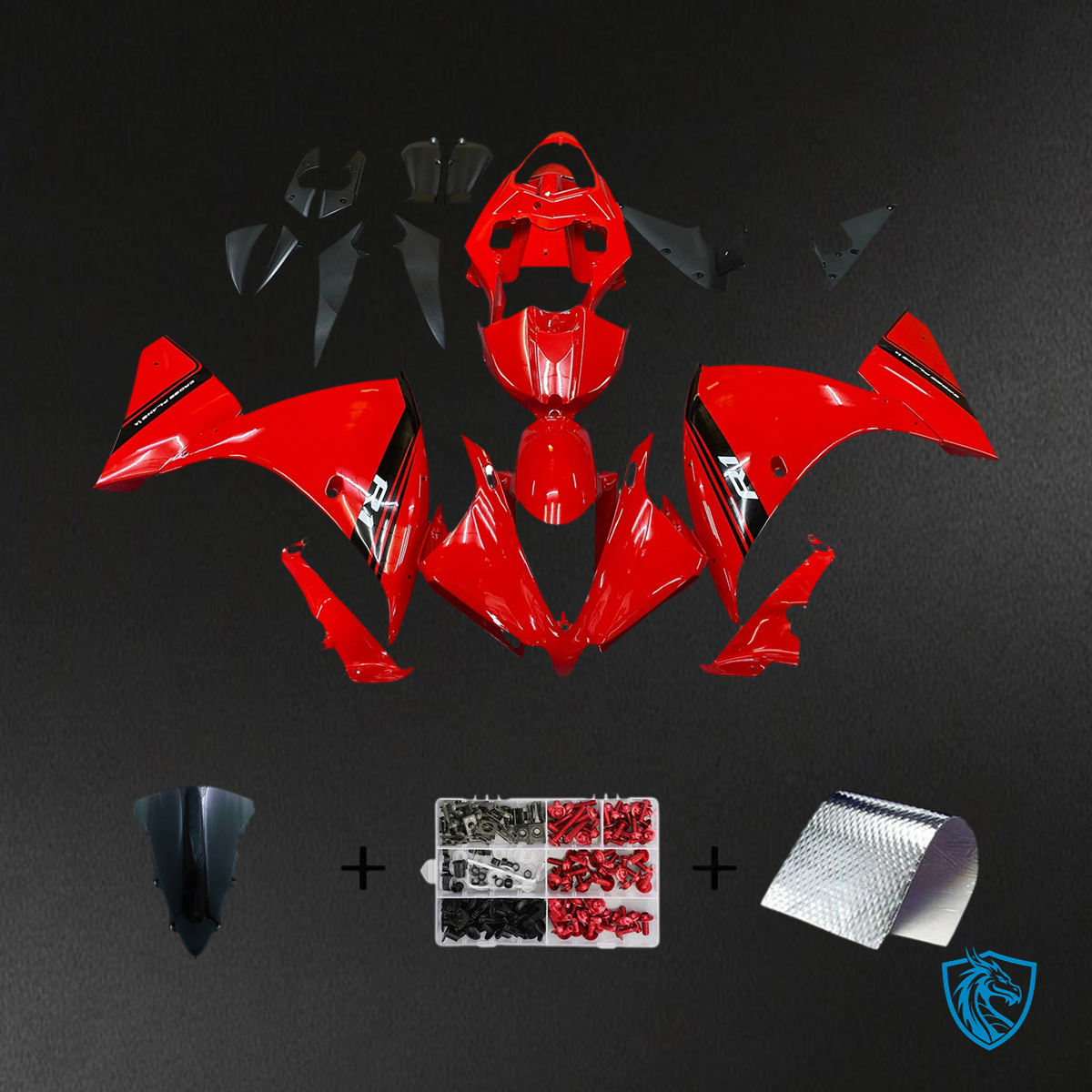 Yamaha R1 (2012-2014) Red & Black - Custom ABS Fairing Set
