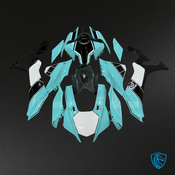 Yamaha R1 (2020-2025) Aqua Blue, Black & White - Custom ABS Fairing Kit
