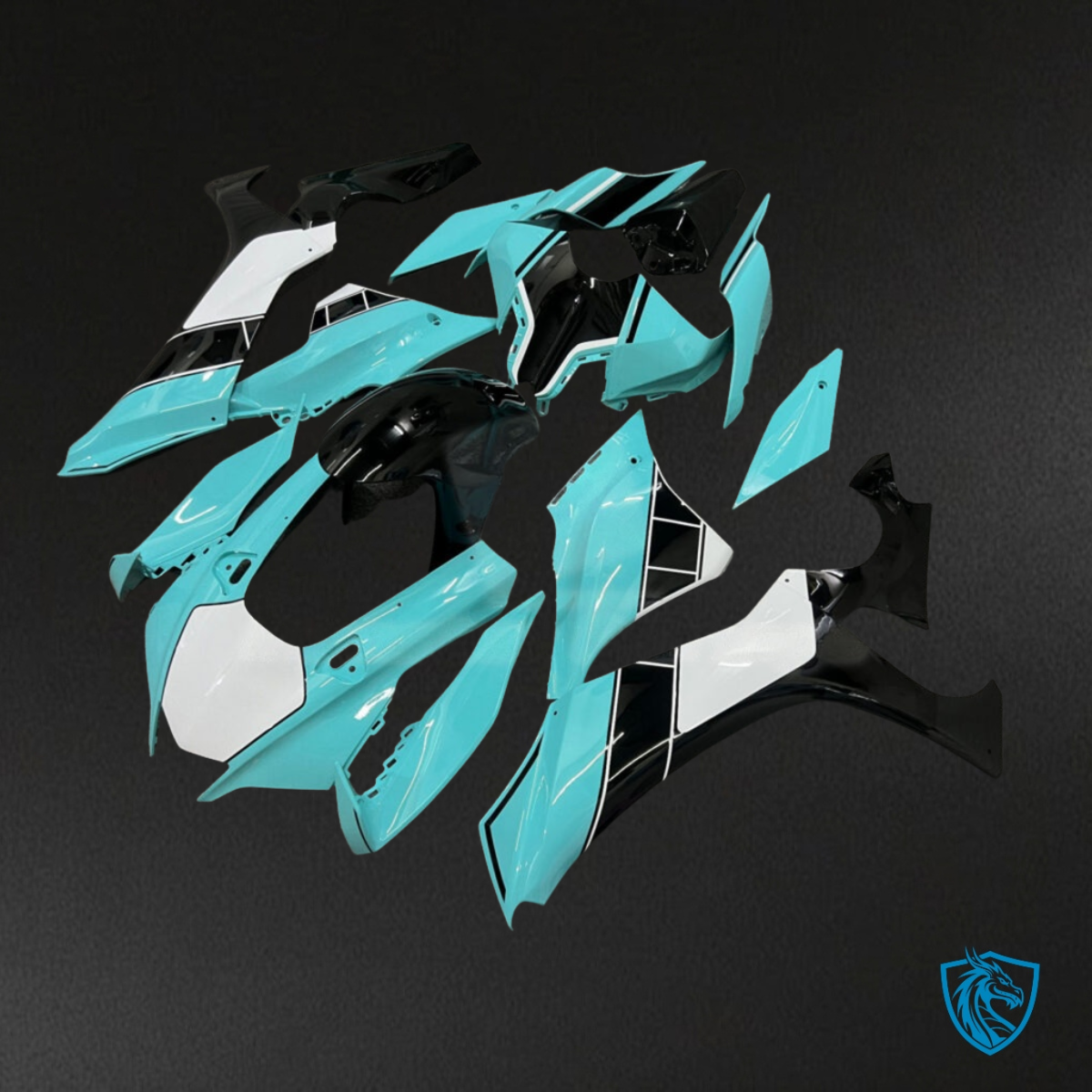 Yamaha R1 (2020-2025) Aqua Blue, Black & White - Custom ABS Fairing Kit