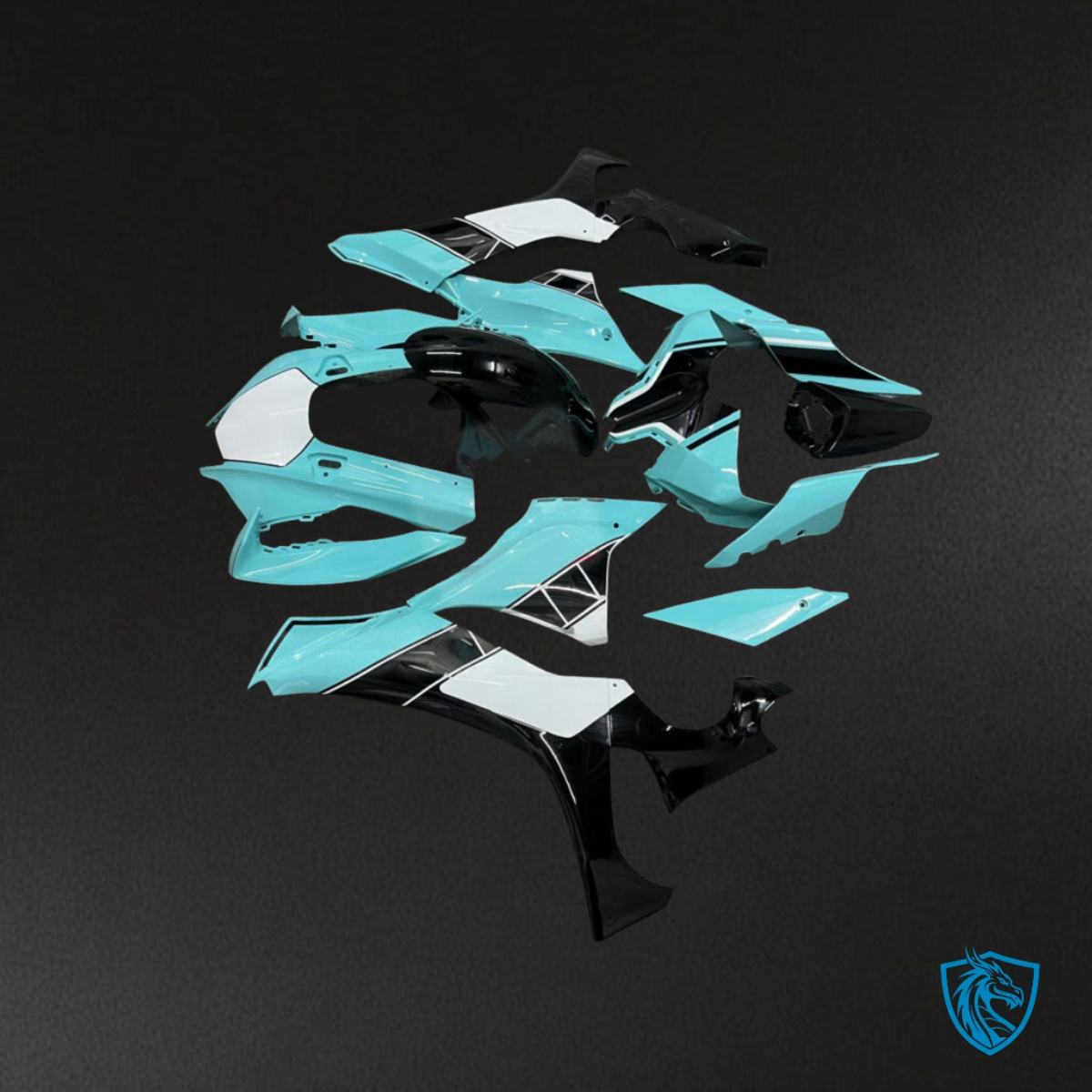 Yamaha R1 (2020-2025) Aqua Blue, Black & White - Custom ABS Fairing Kit