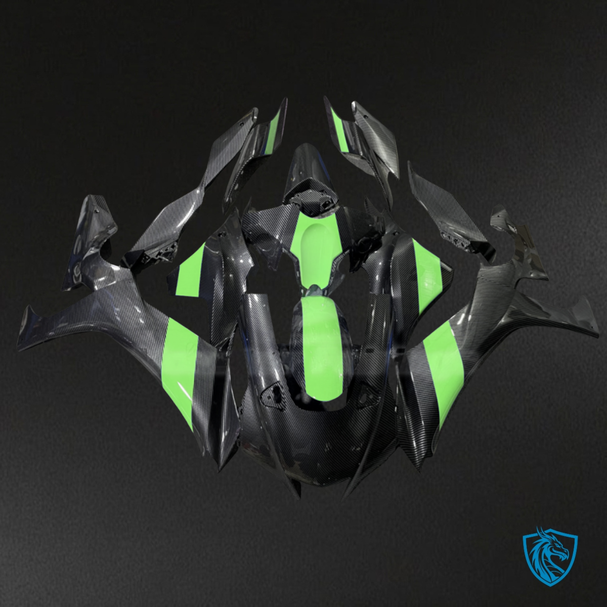 Yamaha R1 (2020-2025) Black & Green ABS Fairings Kit - Aftermarket ABS Bodywork