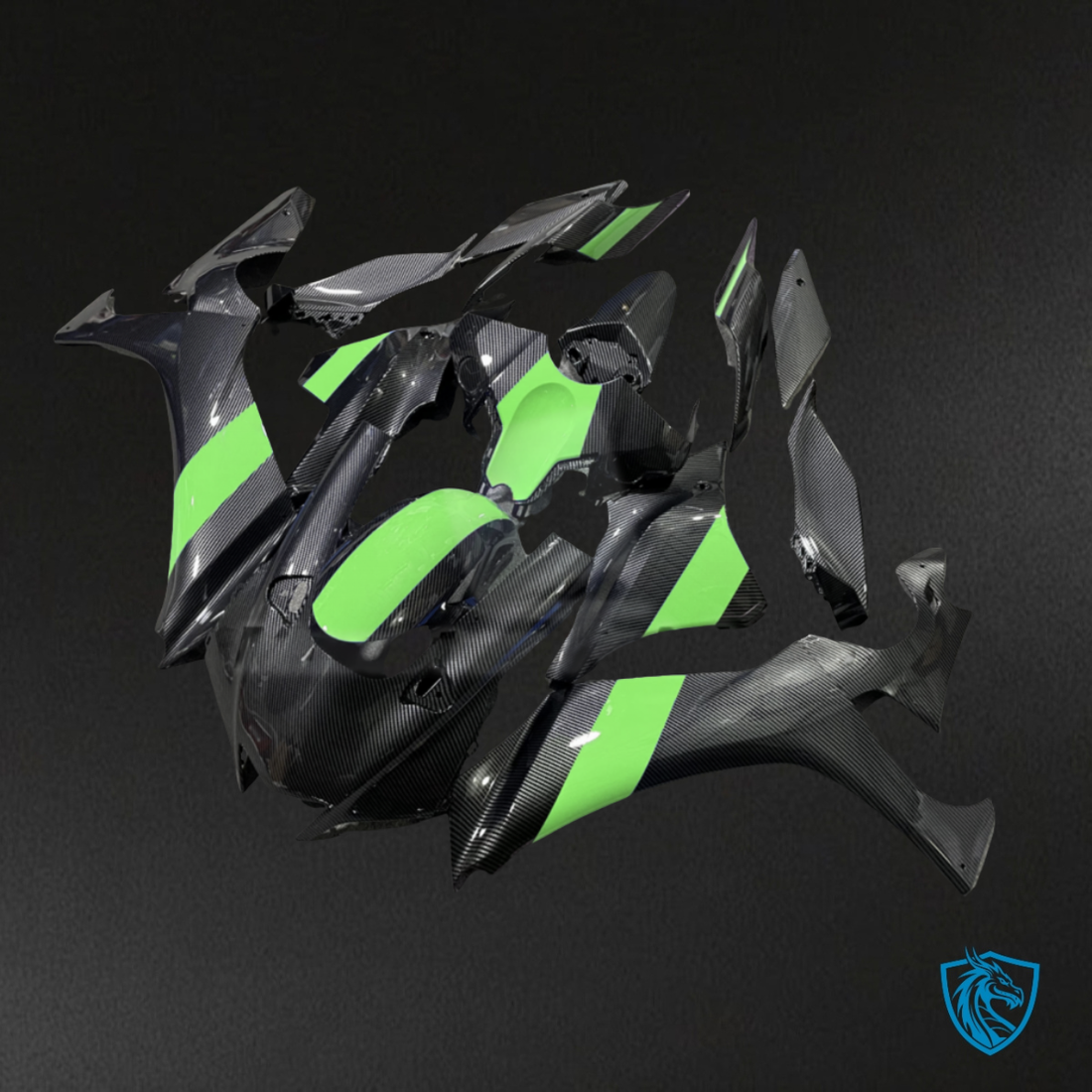 Yamaha R1 (2020-2025) Black & Green ABS Fairings Kit - Aftermarket ABS Bodywork