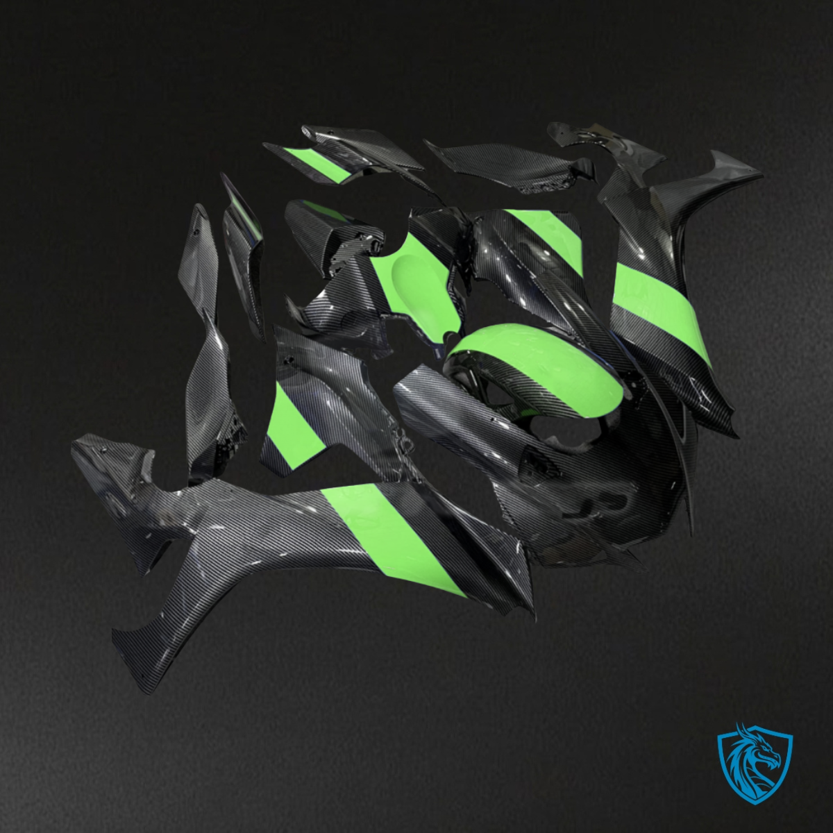 Yamaha R1 (2020-2025) Black & Green ABS Fairings Kit - Aftermarket ABS Bodywork