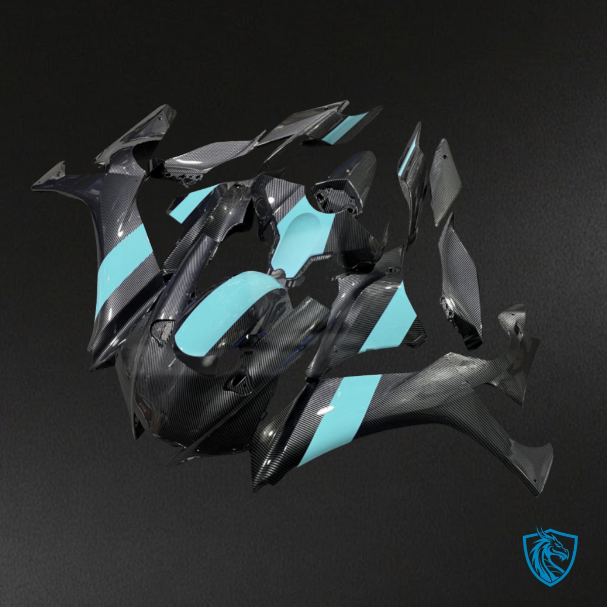Yamaha R1 (2020-2025) Black & Mint Blue - MERGEment Motorcycle Fairings Kit