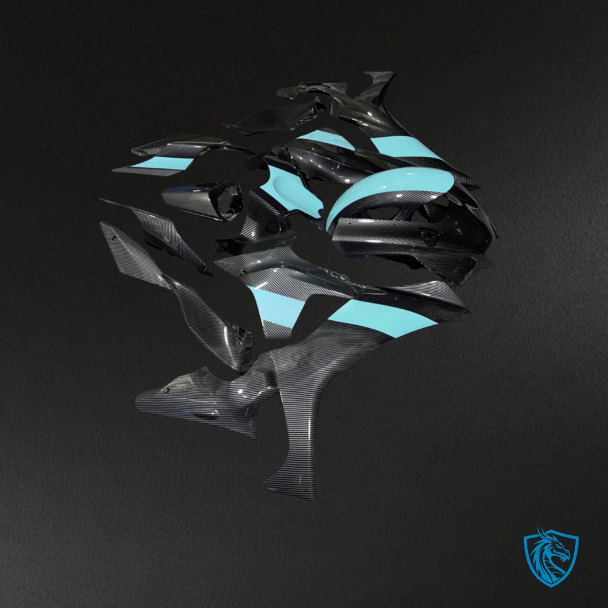 Yamaha R1 (2020-2025) Black & Mint Blue - MERGEment Motorcycle Fairings Kit