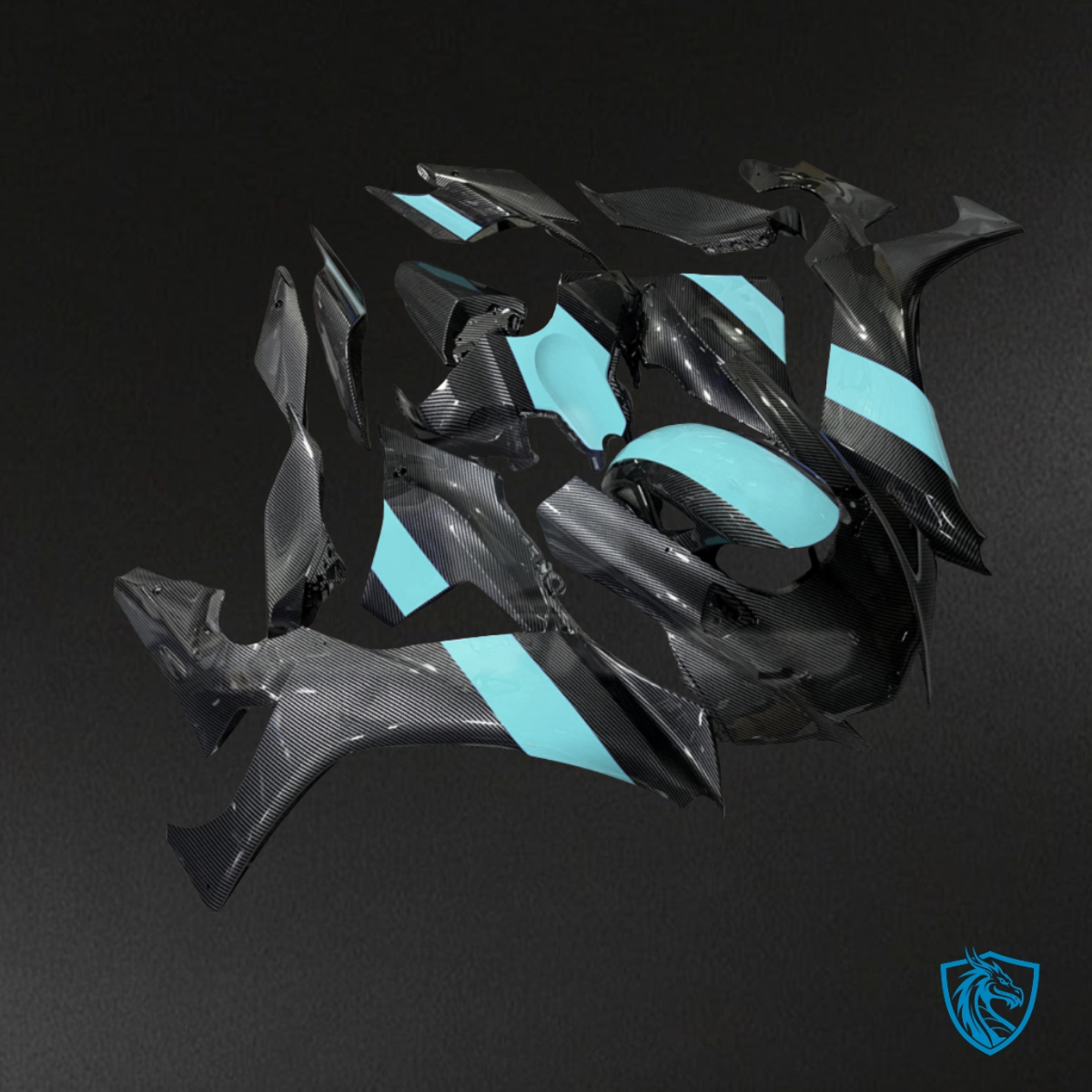 Yamaha R1 (2020-2025) Black & Mint Blue - MERGEment Motorcycle Fairings Kit