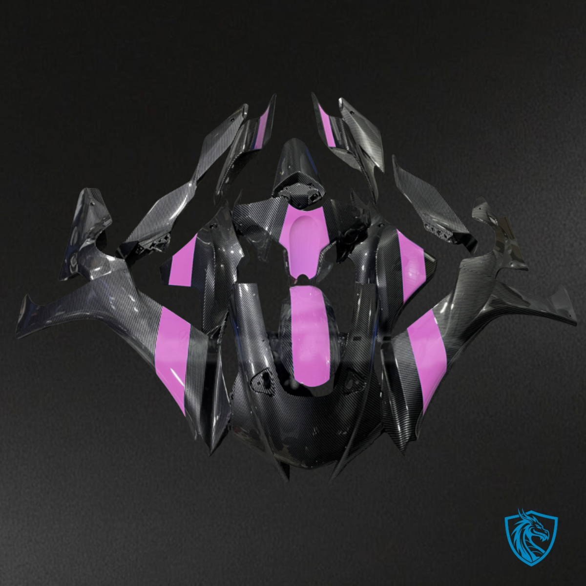 Yamaha R1 (2020-2025) Carbon Fiber Style Black & Pink - Custom ABS Fairing Kit
