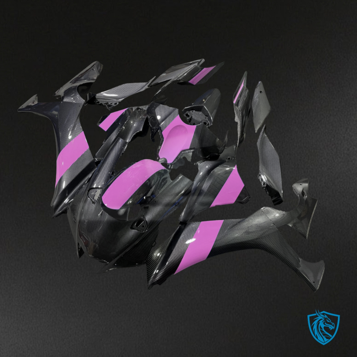 Yamaha R1 (2020-2025) Carbon Fiber Style Black & Pink - Custom ABS Fairing Kit