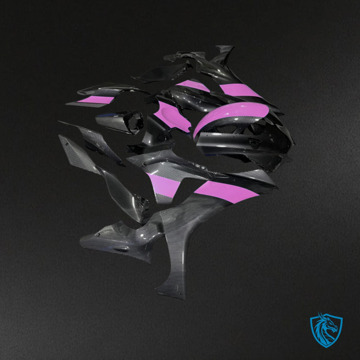 Yamaha R1 (2020-2025) Carbon Fiber Style Black & Pink - Custom ABS Fairing Kit