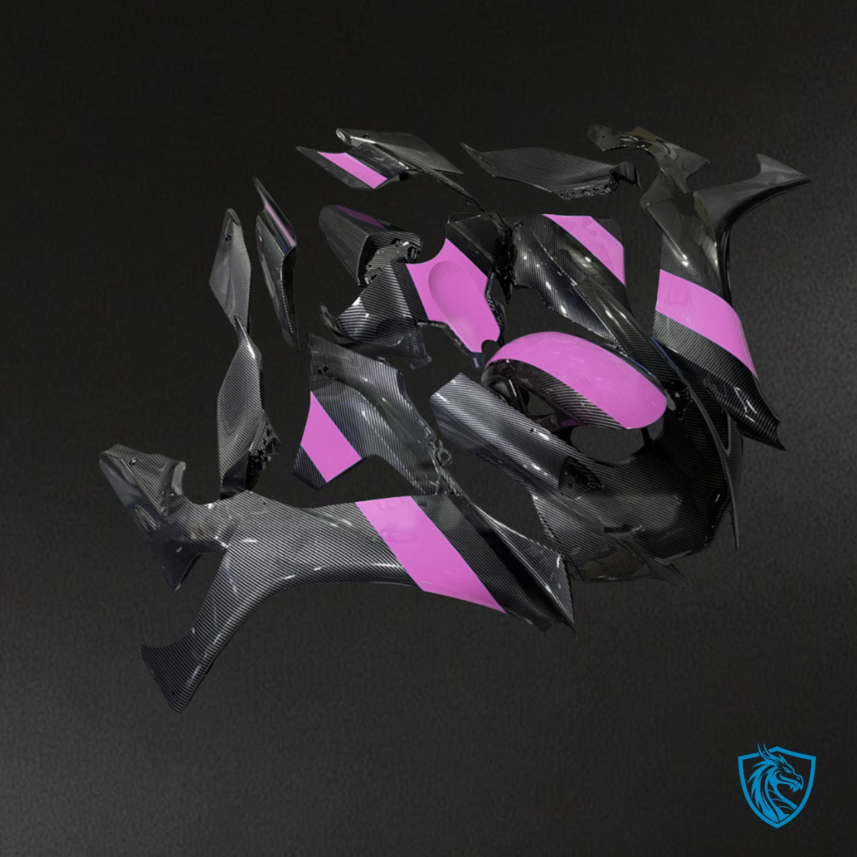 Yamaha R1 (2020-2025) Carbon Fiber Style Black & Pink - Custom ABS Fairing Kit