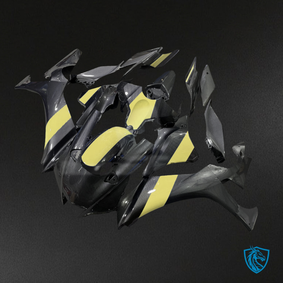 Yamaha R1 (2020-2025) Carbon Fiber Style Yellow & Black Fairing Kit | ABS Bodywork