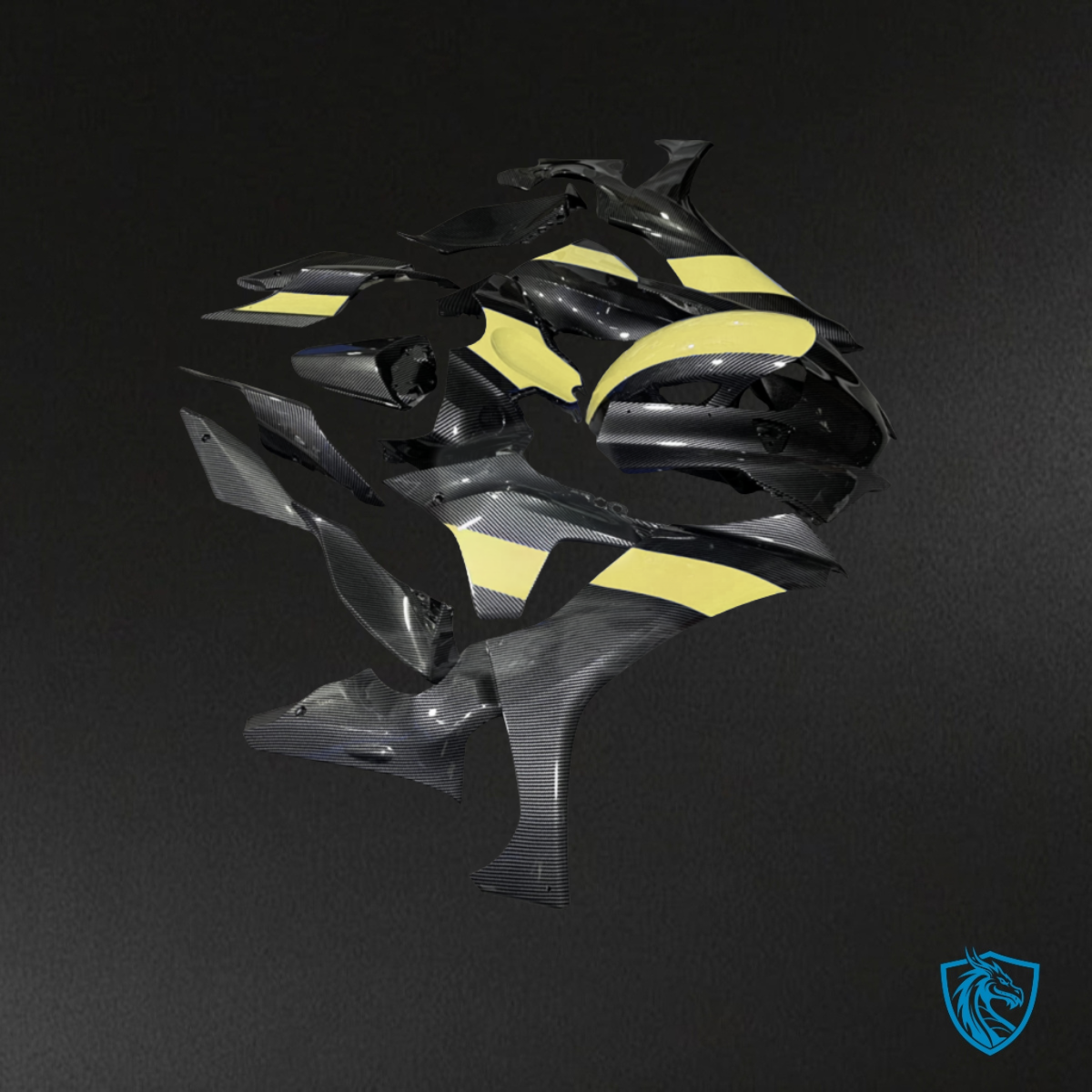 Yamaha R1 (2020-2025) Carbon Fiber Style Yellow & Black Fairing Kit | ABS Bodywork