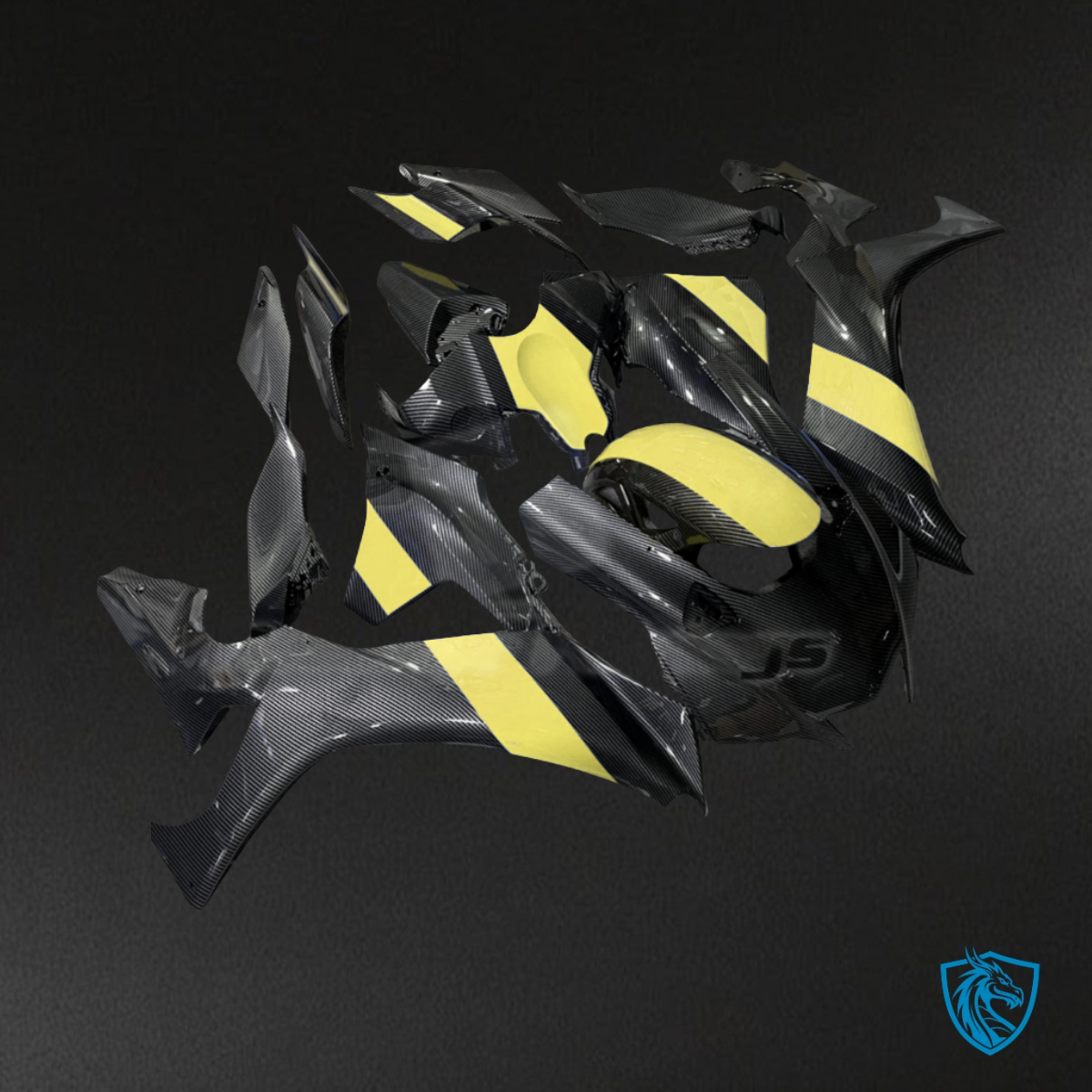 Yamaha R1 (2020-2025) Carbon Fiber Style Yellow & Black Fairing Kit | ABS Bodywork