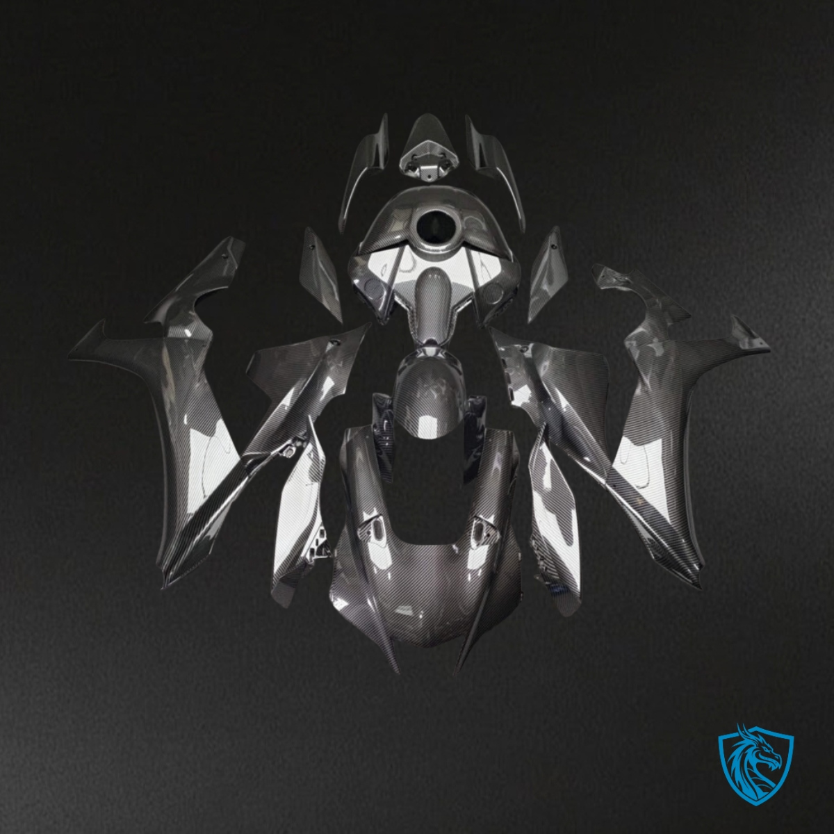 Yamaha R1 (2020-2025) Full Dark Gray Carbon Fiber Style - Custom ABS Fairing Kit