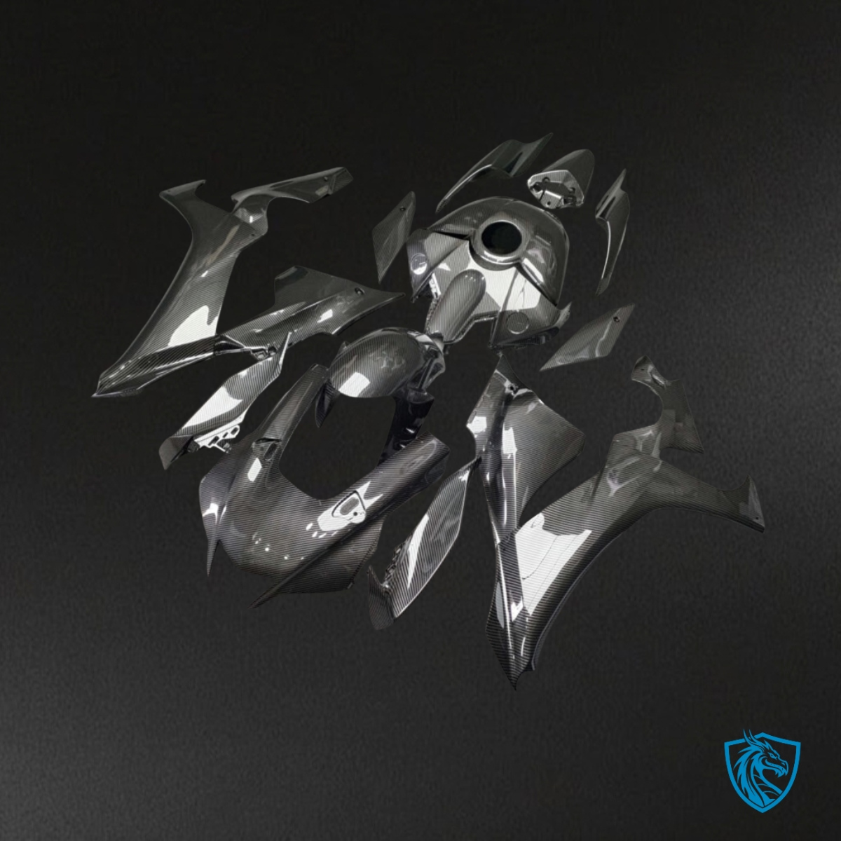 Yamaha R1 (2020-2025) Full Dark Gray Carbon Fiber Style - Custom ABS Fairing Kit