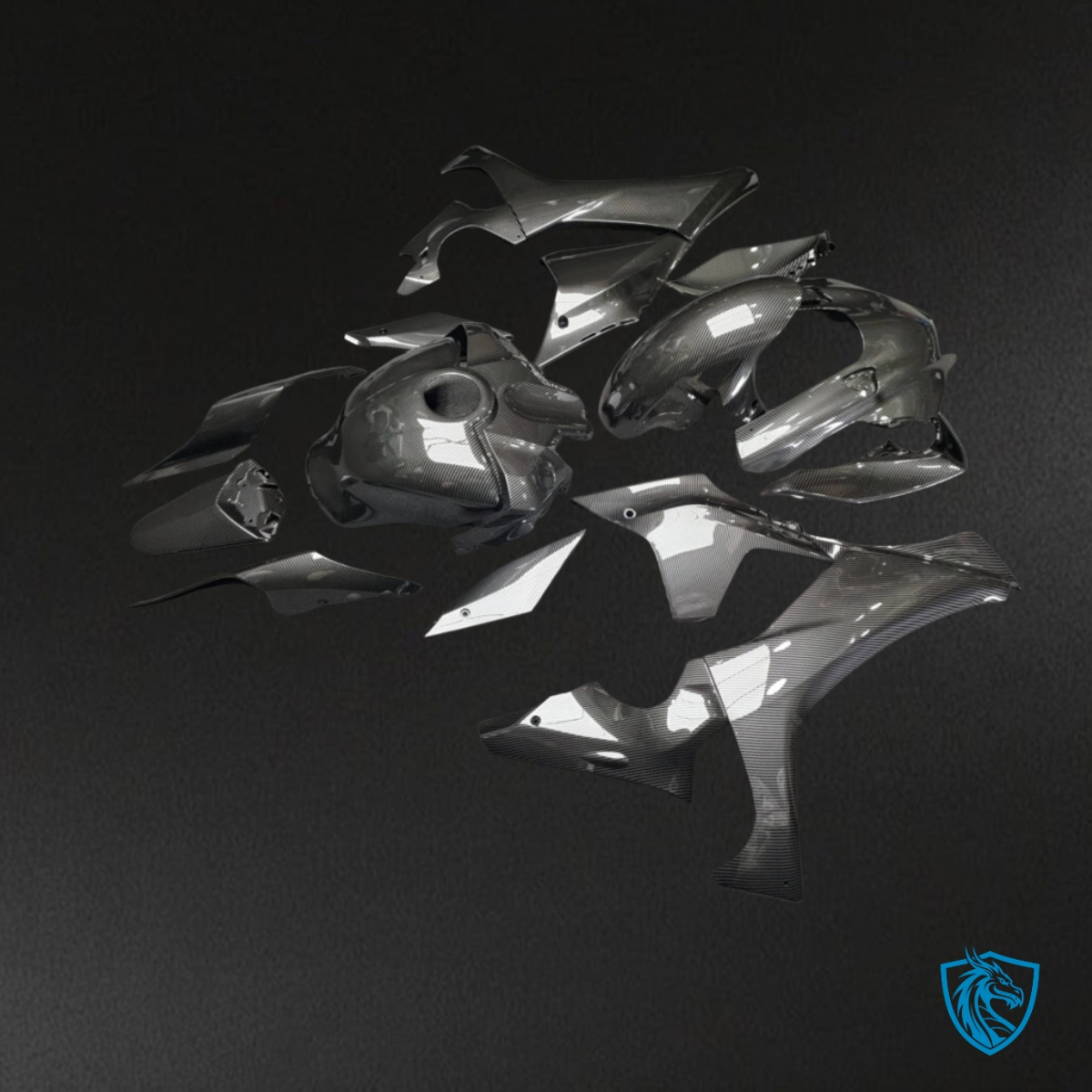 Yamaha R1 (2020-2025) Full Dark Gray Carbon Fiber Style - Custom ABS Fairing Kit