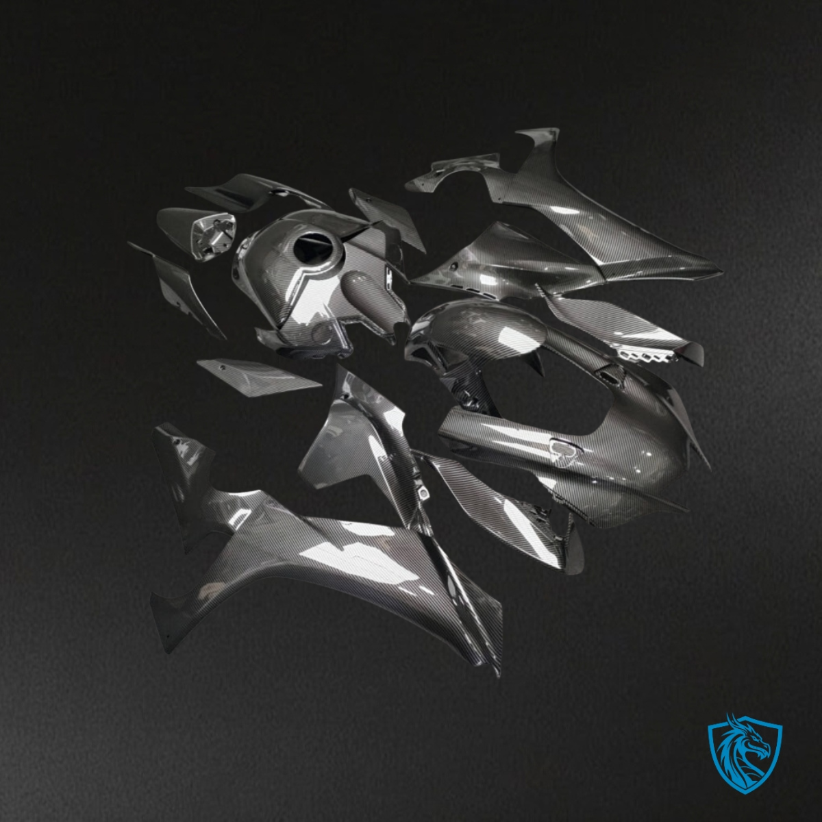 Yamaha R1 (2020-2025) Full Dark Gray Carbon Fiber Style - Custom ABS Fairing Kit