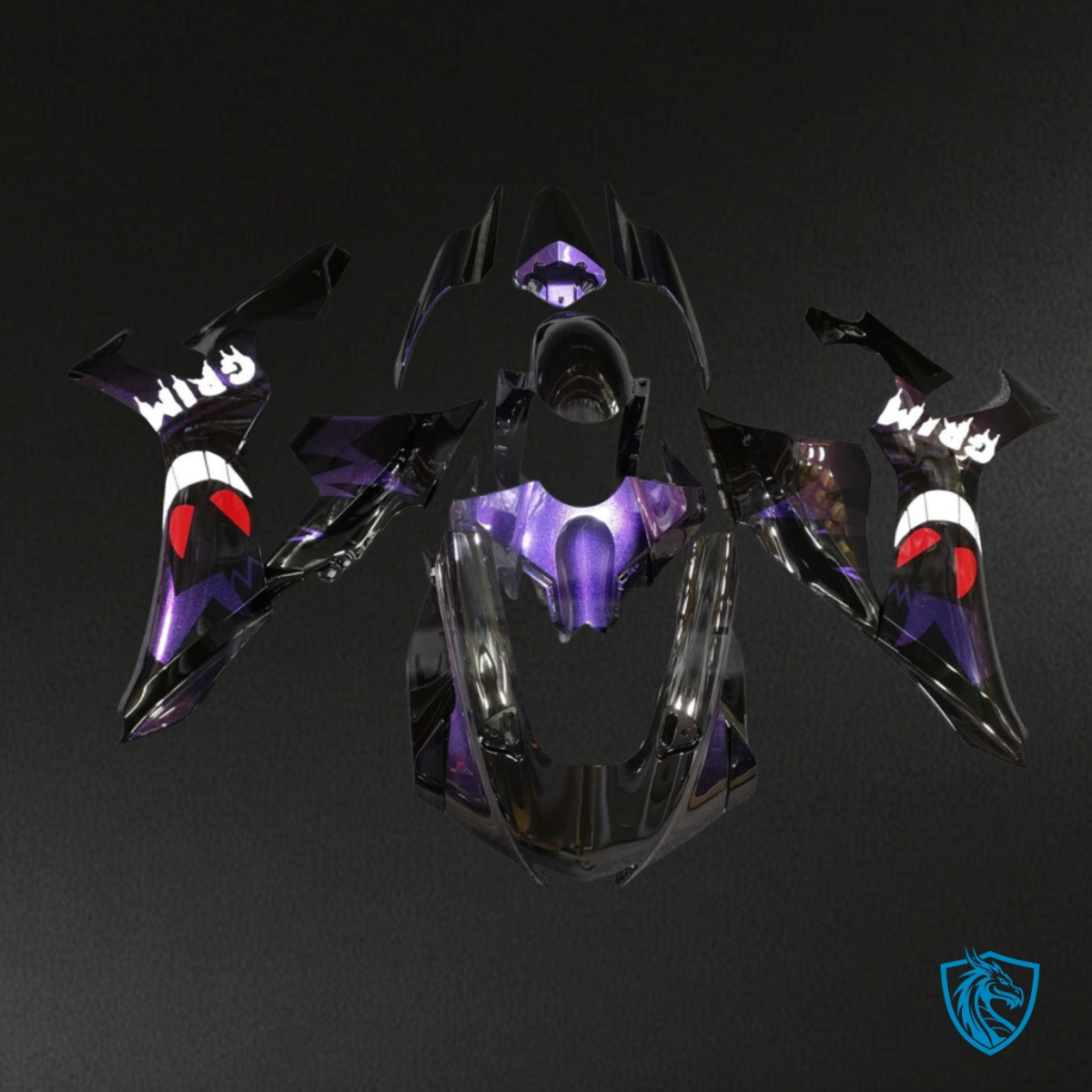Yamaha R1 (2020-2025) Black & Deep Purple Grim - MERGEment Motorcycle Fairings Kit