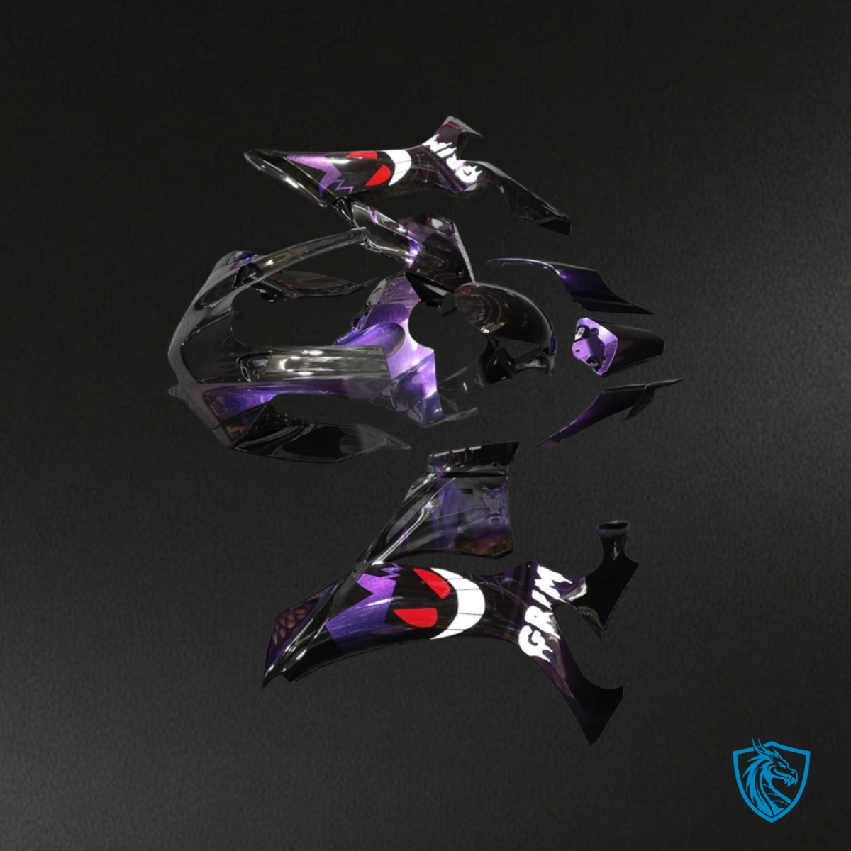 Yamaha R1 (2020-2025) Black & Deep Purple Grim - MERGEment Motorcycle Fairings Kit