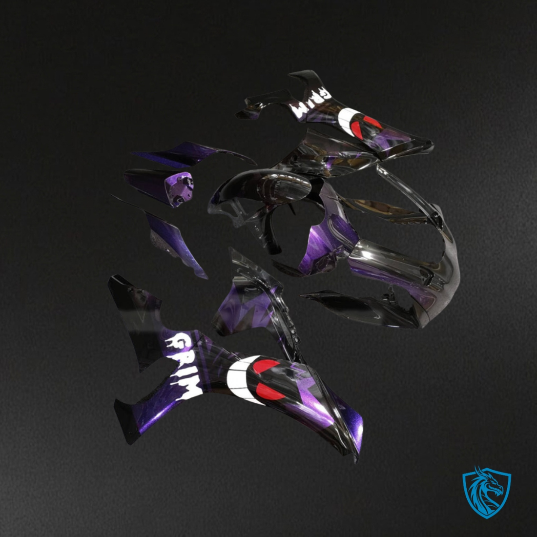 Yamaha R1 (2020-2025) Black & Deep Purple Grim - MERGEment Motorcycle Fairings Kit
