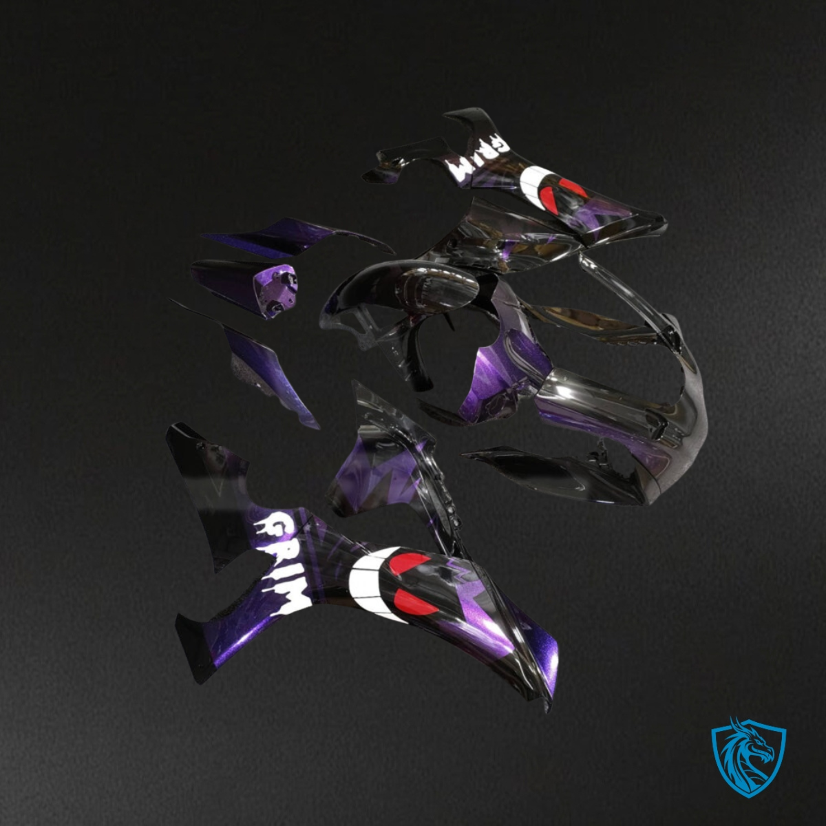 Yamaha R1 (2020-2025) Black & Deep Purple Grim - MERGEment Motorcycle Fairings Kit