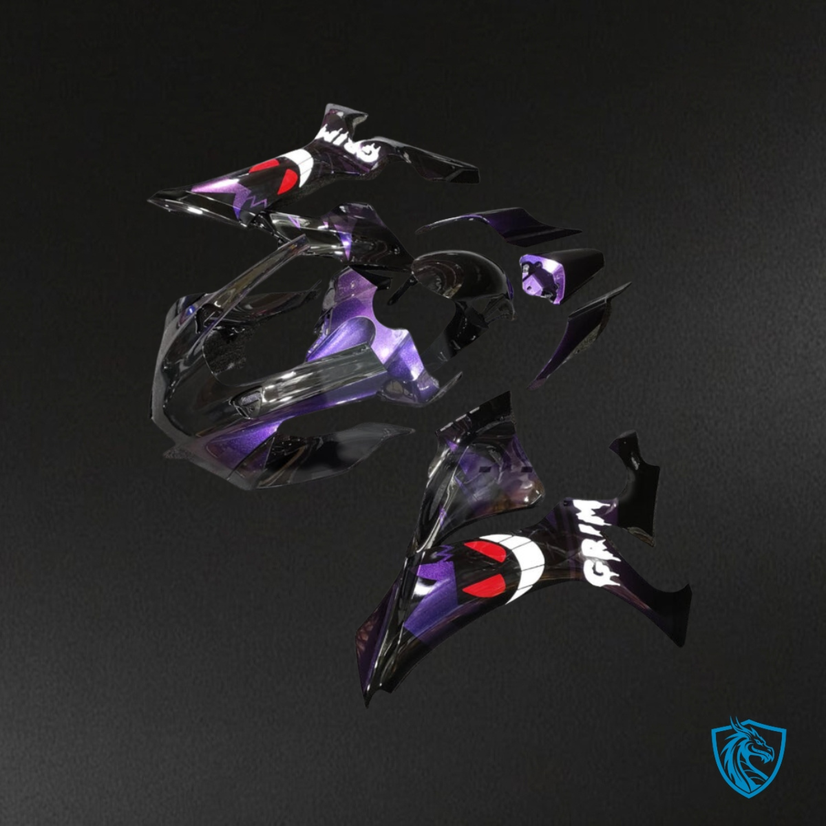 Yamaha R1 (2020-2025) Black & Deep Purple Grim - MERGEment Motorcycle Fairings Kit