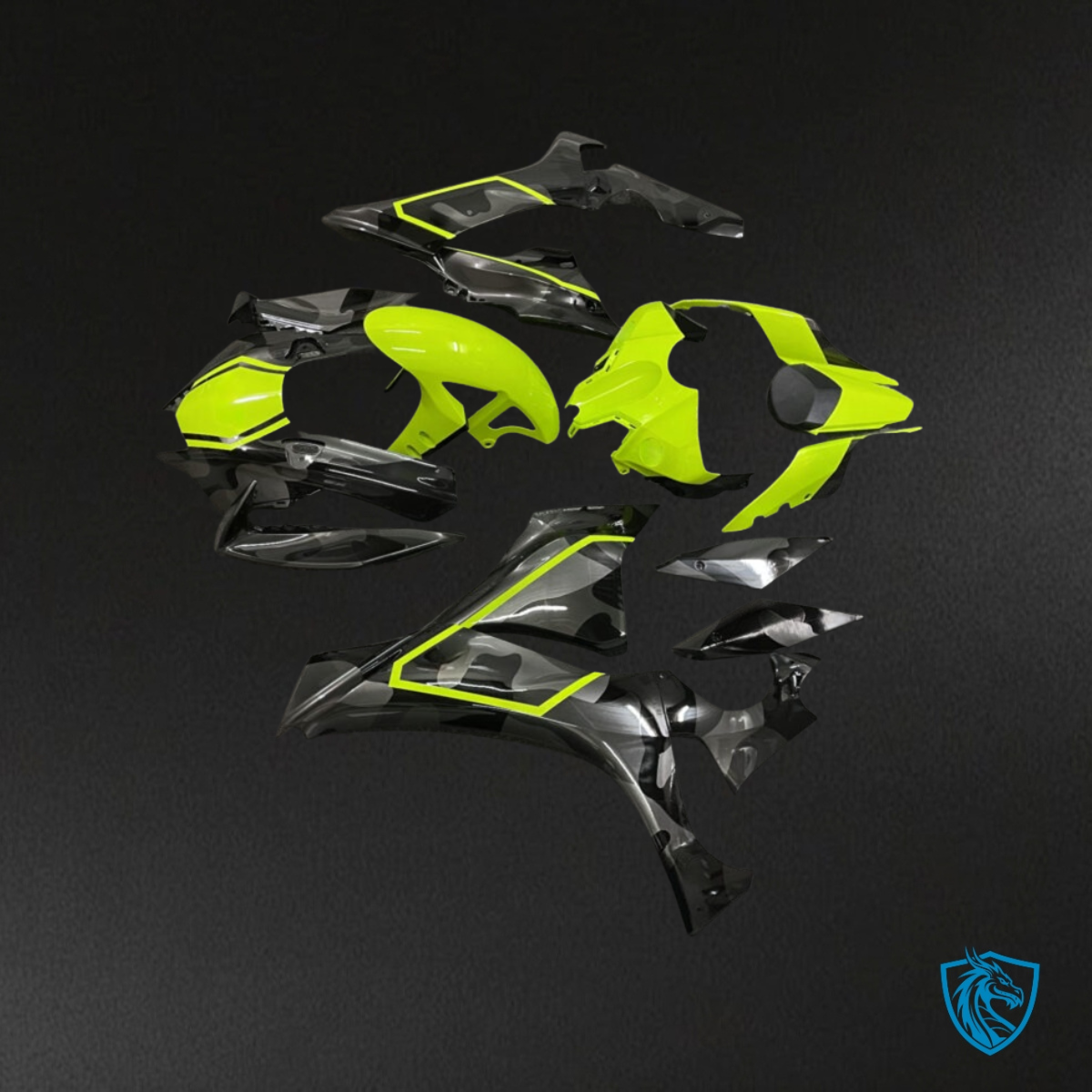 Yamaha R1 (2020-2025) Black & High Vis Yellow - Custom ABS Fairing Kit