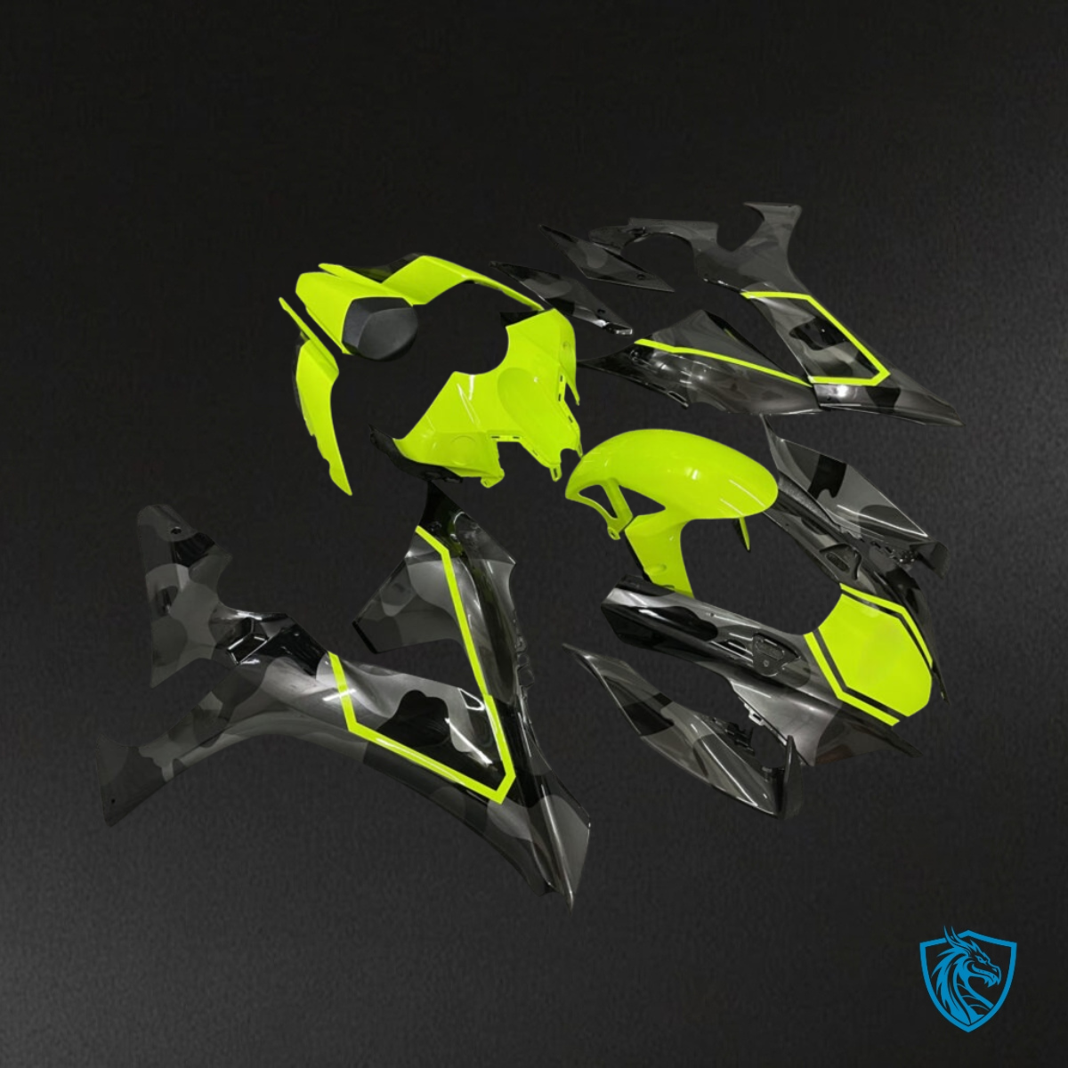 Yamaha R1 (2020-2025) Black & High Vis Yellow - Custom ABS Fairing Kit