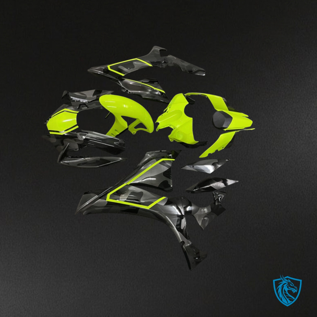 Yamaha R1 (2020-2025) Black & High Vis Yellow - Custom ABS Fairing Kit