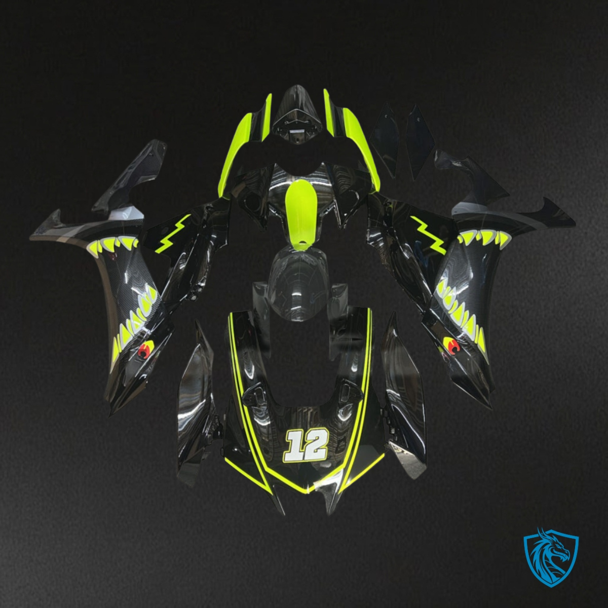 Yamaha R1 (2020-2025) Gloss Black & High Vis Yellow Fairing Kit | ABS Bodywork