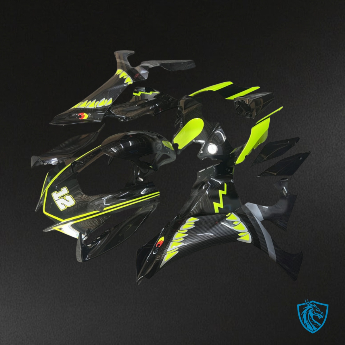 Yamaha R1 (2020-2025) Gloss Black & High Vis Yellow Fairing Kit | ABS Bodywork