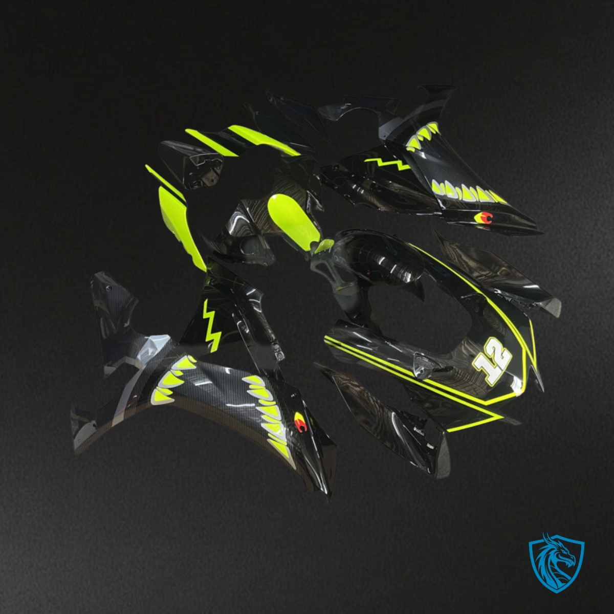 Yamaha R1 (2020-2025) Gloss Black & High Vis Yellow Fairing Kit | ABS Bodywork